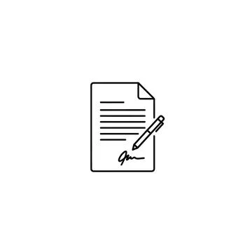 Document with signature icon representing contract agreement or legal form Stock Illustration
