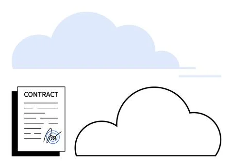 Document Signed with Digital Signature in Cloud Computing Environment Stock Illustration