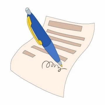 The document is signed icon, cartoon style Stock Illustration