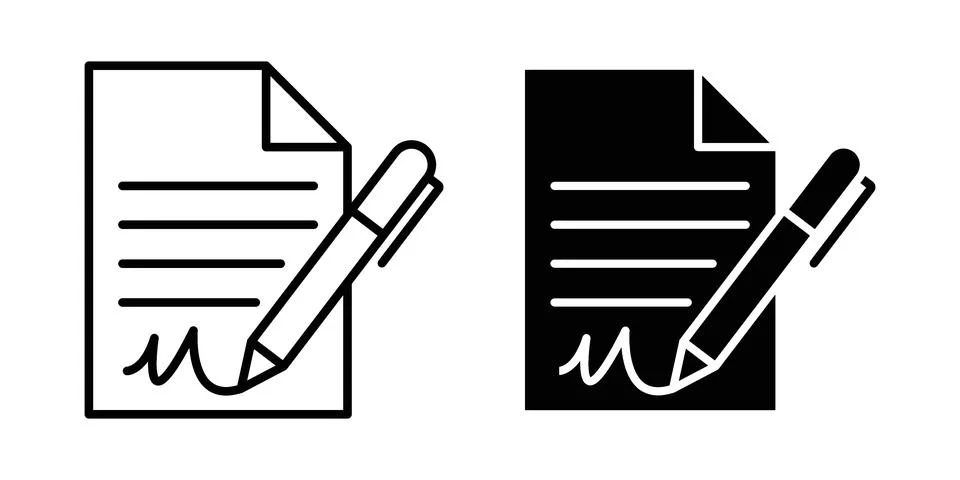 Document signed icon. Outline, flat icons 스톡 일러스트