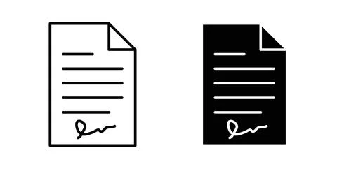 Document signed icon symbol, outline icons Stock Illustration