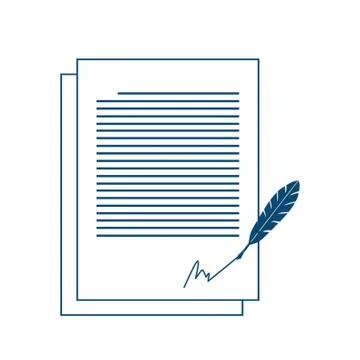 Document signed with quill pen Stock Illustration