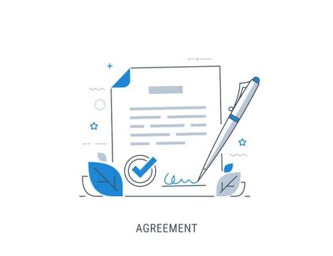 Document signing agreement 库存插图
