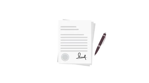 Document signing flat illustration animation with pen motion and layered papers. Stock Footage 319192895