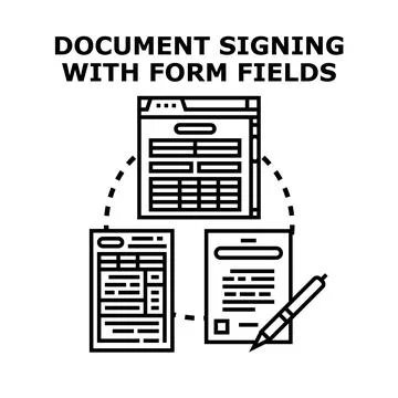Document signing forms fields digital online process Stock Illustration