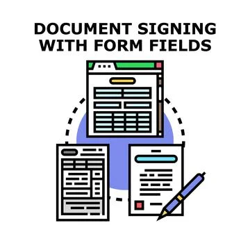 Document signing forms fields digital online process 스톡 일러스트