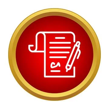Document signing with pen on paper icon Stock Illustration