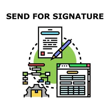 Document signing process sending for approval concept Stock Illustration
