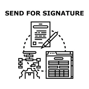 Document signing process sending for approval concept 库存插图