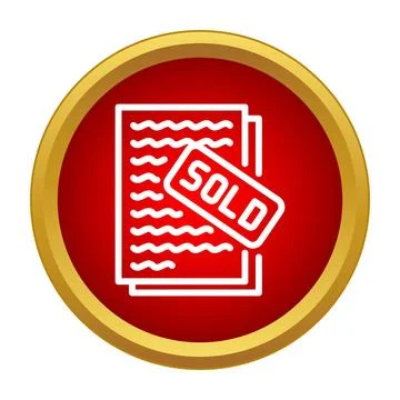Document with sold stamp icon red and gold 스톡 일러스트
