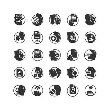 Document solid icon set. Vector and Illustration. 스톡 일러스트