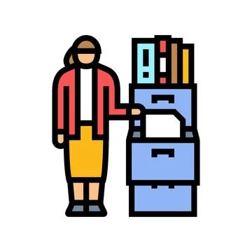 Document sorting office assistant color icon vector illustration Stock Illustration