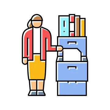 Document sorting office assistant color icon vector illustration Stock Illustration