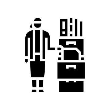 Document sorting office assistant glyph icon vector illustration Stock Illustration