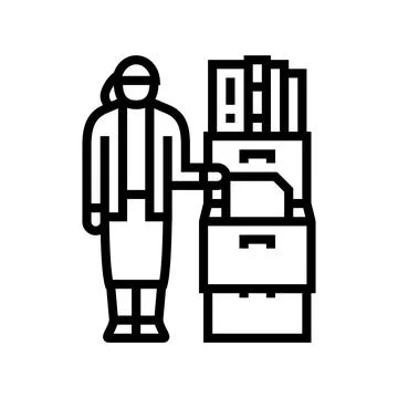 Document sorting office assistant line icon vector illustration Stock Illustration