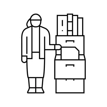 Document sorting office assistant line icon vector illustration Stock Illustration