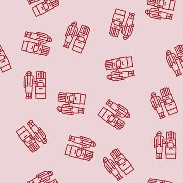 Document sorting office assistant line seamless pattern Stockillustratie