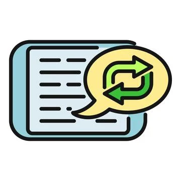 Document with speech bubble showing translation arrows Stock Illustration