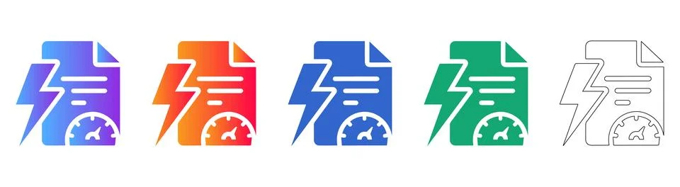 Document Speed Performance Icon Set Stock Illustration