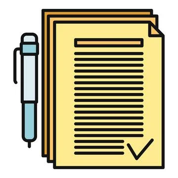 Document stack and pen with completed checklist イラスト素材