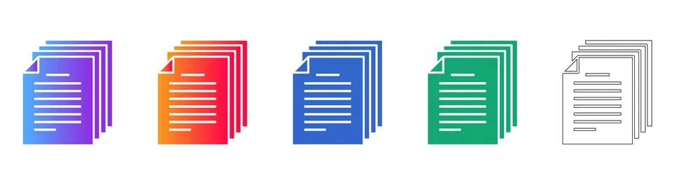 Document Stack Icons Set Stock Illustration