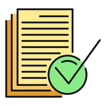 Document stack showing approved verification check mark Illustrazione stock