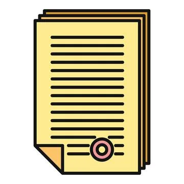 Document stack showing contract agreement with seal Illustration