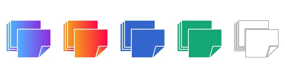 Document Stacking Interface Icons 库存插图