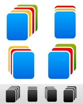 Document stacks, colorful sheets. Black version included 库存插图