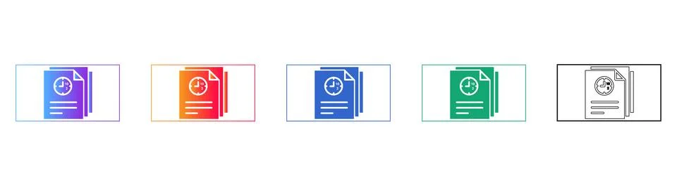Document Stacks with Time Icon Set Illustrazione stock