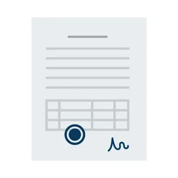 Document with stamp and signature vector icon flat isolated Illustrazione stock