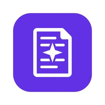 Document with star icon and lines represents important information on purpl.. Stock Illustration