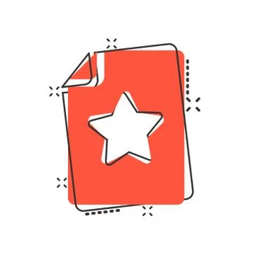 Document with star icon in comic style. Wish list cartoon vector illustration Illustrazione stock