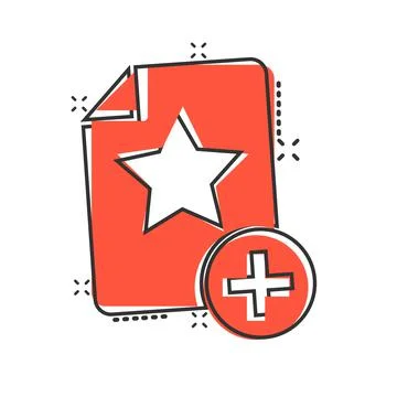 Document with star icon in comic style. Wish list cartoon vector illustration Illustrazione stock
