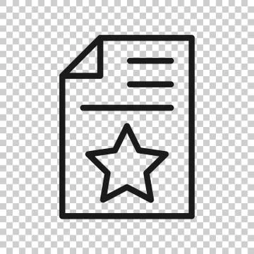 Document with star icon in flat style. Wish list vector illustration on white Stock Illustration