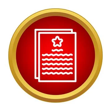 Document with star icon on red circle background Stock Illustration