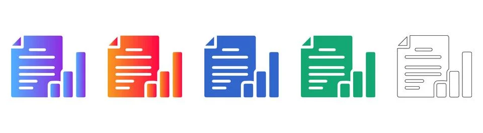 Document Statistics and Analytics Icons Stock Illustration