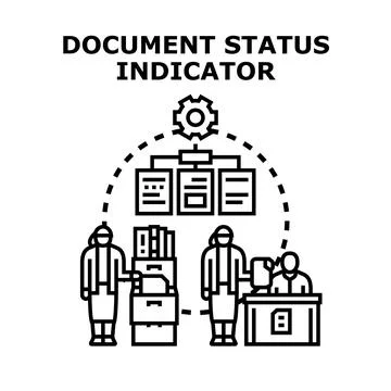 Document status indicator business information workflow Illustrazione stock
