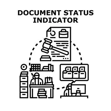 Document status indicator managing business legal process Stock Illustration