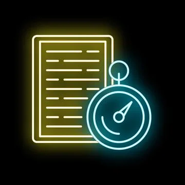 Document with stopwatch icon showing deadline management Stockillustratie