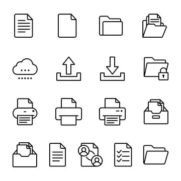 Document storage icon set management file line stroke.Vector Illustration d.. 스톡 일러스트
