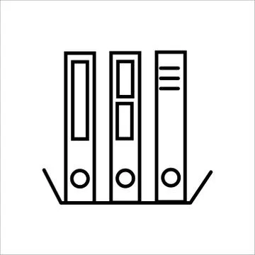 Document Storage Shelves with set of colored ring binders on white background Stock Illustration