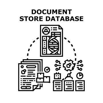 Document store database concept for data management technology Illustrazione stock