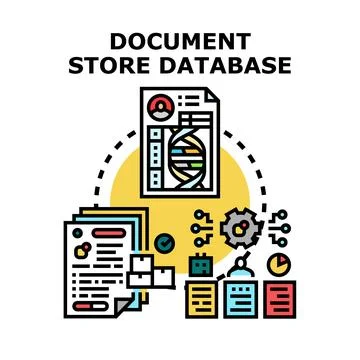 Document store database concept for data management technology イラスト素材
