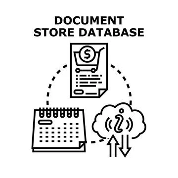 Document store database concept process technology Illustrazione stock