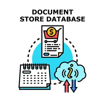 Document store database concept process technology Stock Illustration
