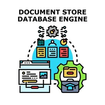 Document store database engine processing digital information Stock Illustration