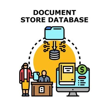 Document store database management system concept Stock Illustration