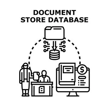 Document store database management system concept Stock Illustration