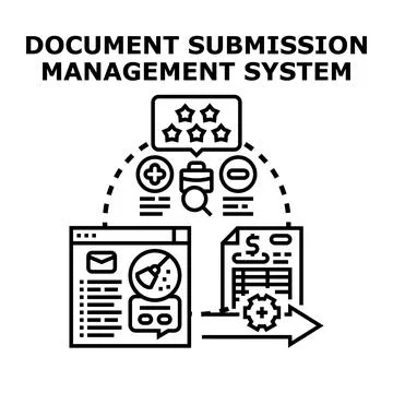 Document submission management system for digital data processing Stock Illustration
